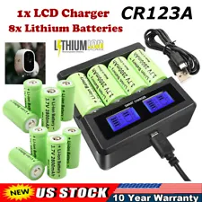 8x 2800mAh CR123A CR123 Rechargeable Lithium Batteries + LCD Charger For Arlo US