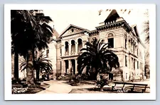 Vintage RPPC Hanford CA Court House Palm Trees California P12