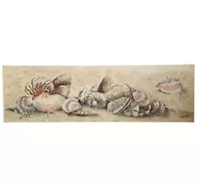 Vintage MCM Lee Reynolds Textured Acrylic on Canvas Seashell Painting 60" x 18"