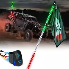 Xprite 4FT Green White Red Spiral Static LED Whip Light with Mexico Eagle Flag