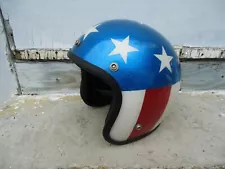 VTG 1960 -70`s EASY RIDER CAPTAIN AMERICA STARS STRIPES MOTORCYCLE HELMET SIZE M