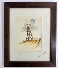 WILLIAM ZIVIC signed art Western USA windmill fence line deluxe mat wood frame