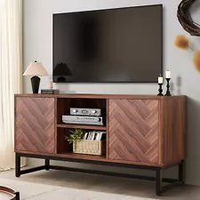 Mid-Century Modern TV Stand for 55 Inch Media Console Table with Storage Cabinet