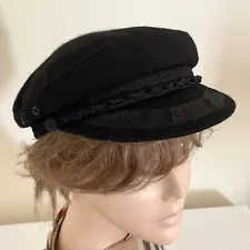 Black Captains Hat for Men Sz L by Kazketz-Caps w/ Ribbon detail on the Headband