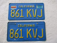 California (blue base) Passenger License Plates # 861 KVJ: CA DMV Clear