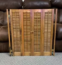 Vintage Wood Folding Louver Interior Window Shutters Salvage Shabby Rustic