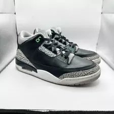 Air Jordan 3 Retro Green Glow OG Cement Black Wolf Grey White Men's Sz 9.5 USED