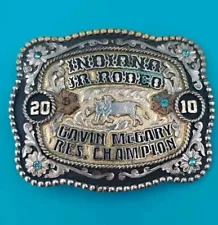 2010 Indiana Jr Rodeo Tres Rios Silver Trophy Belt Buckle