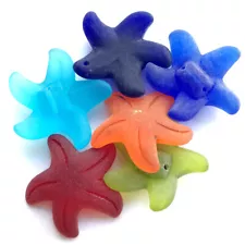 SALE Destash Mixed 32mm Large Starfish Ocean Beach Sea Glass Frosted Pendants