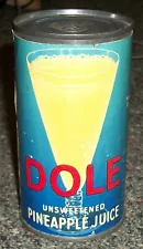 VINTAGE 1939 SEALED EMPTY DOLE PINEAPPLE JUICE TIN CAN HONOLULU HAWAII