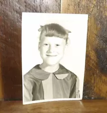 Sale is for a Circa 1950's Snapshot-School Picture-Little Girl with a Bowl Cut