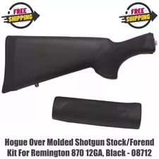 Hogue Over Molded Shotgun Stock/Forend Kit For Remington 870 12GA, Black - 08712