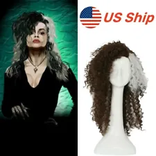 Bellatrix Lestrange Cosplay Wig Women Long Curly Hair Halloween Costume Props US