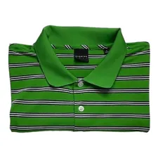 New ListingDunning Golf Men’s Short Sleeve Green Striped Polo Shirt Size Large
