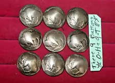 9 Real USA Buffalo Indian Head Nickel Domed Shank Coin Buttons 3/4" FREE SHIP!!