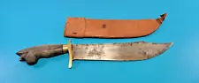 Vintage Philippines Barong Talibon Knife Sword + Leather Scabbard