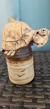 Rare Vintage Todd Warner Turtle Tortoise Bell 1973 Signed Pottery 5” Tall