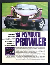 1998 Plymouth Prowler Convertible Road Test Technical Data Photos Review Article