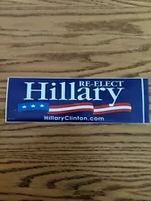 Re-Elect Hillary Clinton for US Senate political campaign bumper sticker 2006