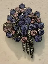 Joan Rivers Pastel Purple and Pink Bouquet Flower Brooch Pin