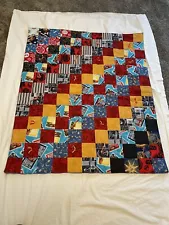 Handmade 45 X 36 Tie Quilt Star Wars, CARS Cotton Striped Pattern Squares Gift