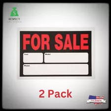 Weather & Fade Resistant Plastic Auto For Sale Sign - 8 in x 12 in (2 Pack)