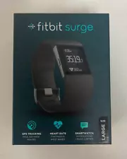 New Sealed Fitbit Surge Fitness Super Watch Activity Tracker - Black GPS Large