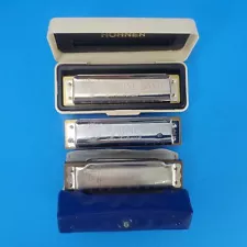 Harmonica Hohner 3 pc. Lot 2 marine band 1 Blues Harp Used 1 No Case Estate Sale