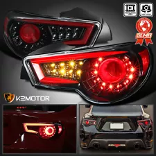 Jet Black Fits 2013-2016 Subaru BRZ Scion FRS Full LED Tail Lights Brake Lamps