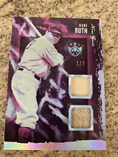 BABE RUTH DUAL JERSEY 1/7 MATERIAL PATCH GAME USED RELIC PANINI GEM MINT