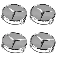 OEM Wheel Center Cap With Raised Star Set of 4 Chrome for Mercedes Benz 66470207