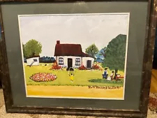 Ruth Russell Williams "A Quiet Summer Day" Framed & Matted Folk Art Print