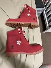 TIMBERLAND PREMIUM DARK RED NUBUCK WATERPROOF BOOT MENS 8.5 A4140 A2A67