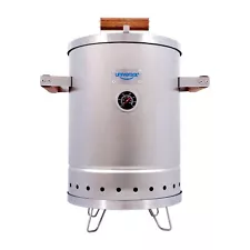 6-pound Stainless Steel (Small) Charcoal Barrel Smoker with Thermometer & Air...