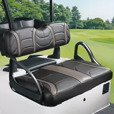 KEMIMOTO For EZ-GO RXV PU Front Seats Brown Black Golf Cart Front Seat Covers (For: EZ Go RXV)