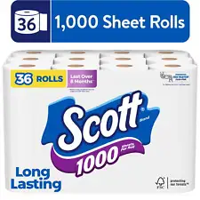 Scott 1000 Toilet Paper, 36 Rolls, 1000 Sheets Per Roll (36000 Sheets Total)