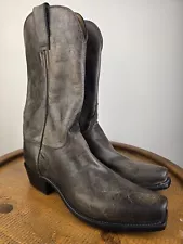 LUCCHESE LEATHER MEN'S 10 CHARCOAL GRAY SNIP TOE BOOTS USA COWBOY WESTERN