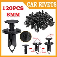 120PCS 8mm Bumper Clips Auto Car Hole Retainer Rivets Fastener Fender Push Pin (For: Buick Enclave)