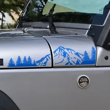 Mountain and Tree Decal for Hood of Jeep Wrangler JK (2007-2018) Set 4pc