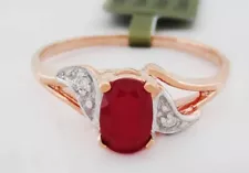 GENUINE 0.65 Cts RUBY & DIAMOND RING 10K ROSE GOLD - Free Certificate Appraisal