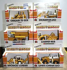 Ertl Mighty Movers Lot Of 6 Excavator, Hauler, Scraper, Crawler, Loader, Backhoe