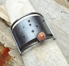 Annamei Mexican Fire Opal Copper Bracelet Cuff $110 OOAK Handmade