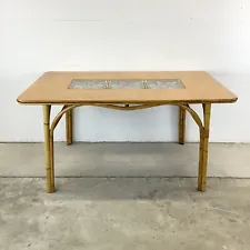 Vintage Bamboo and Glass Dining Table