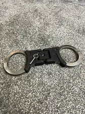 Ex Police Genuine Hiatt Folding Hinged Handcuffs & Key Security Collectible