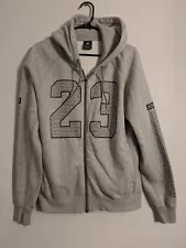 Air Jordan Flight Flash 23 Gray Fleece Hoodie Mens M Full Zip Rare Black Print