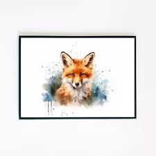 Watercolour Fox Painting Wildlife Illustration A5 Retro Wall Decor Art Print