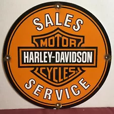 VINTAGE HARLEY DAVIDSON MOTORCYCLES PORCELAIN SALES SERVICE SIGN