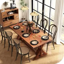 74.8" Farmhouse Wood Dining Table for 6-8 Person Family Dining Room Living Room