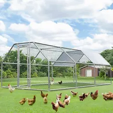 19x9 ft Chicken Coop Hen House Walk in Metal Poultry Habitat Cage For Farm Yard