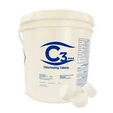 C3 Stabilized 3" Trichloro Chlorine Swimming Pool Tablets (Choose Size)